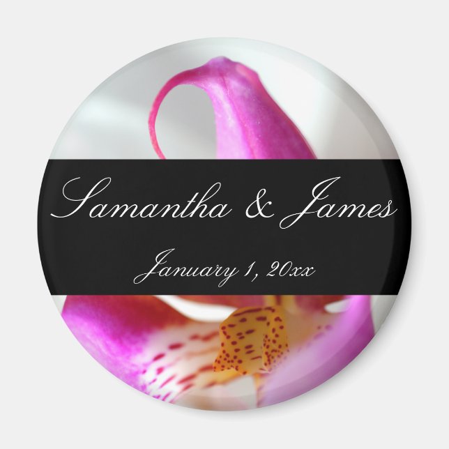 Imán Dentro de una orquídea blanca personalizada de bod (Frente)