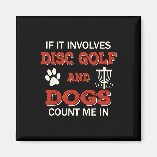 Imán Deporte de disco de golf divertido y perros Cuénta (Frente)