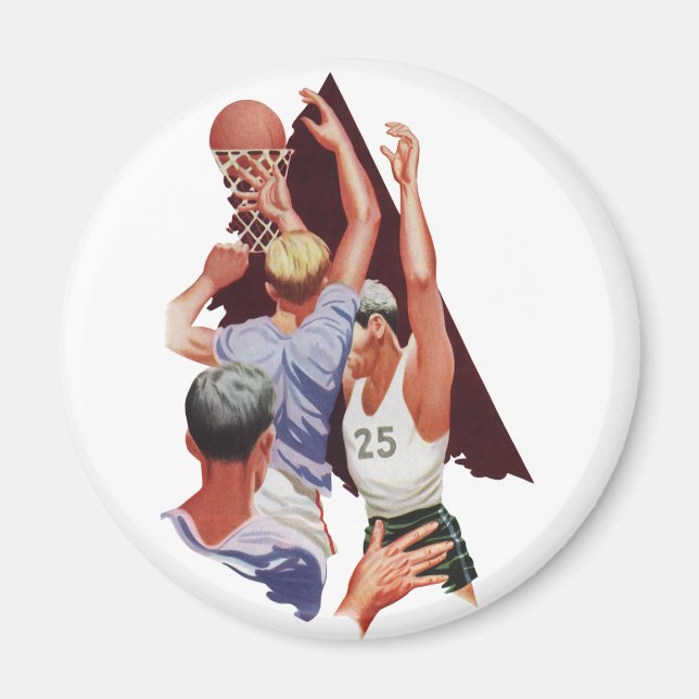 Imán Deportes Antiguos, Jugadores de Baloncesto en un J (Frente)
