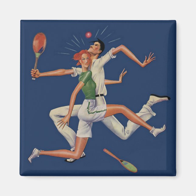 Imán Deportes de cosecha, jugadores de tenis caen con r (Frente)