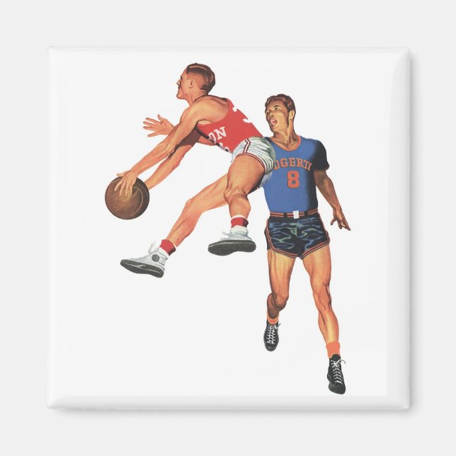 Imán Deportes de época, jugadores de baloncesto en un j (Frente)