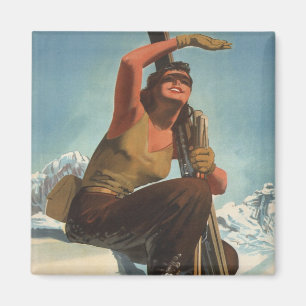 Imán Deportes de invierno del vintage, esquí Italia,