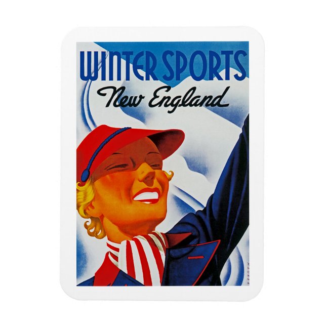 Imán Deportes de invierno en Nueva Inglaterra (Vertical)