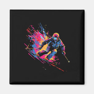Imán Deportes de invierno Esquiador de pintura alpina S