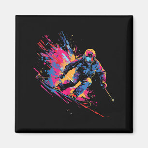 Imán Deportes de invierno Esquiador de pintura alpina S