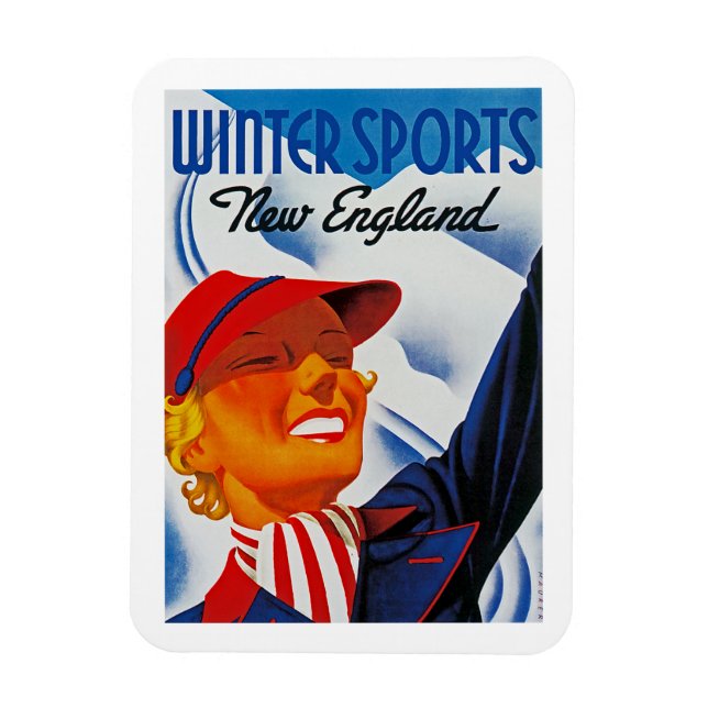 Imán Deportes de invierno Nueva Inglaterra (Vertical)