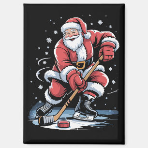 Imán Deportes de Navidad Santa Juega Hockey sobre Hielo