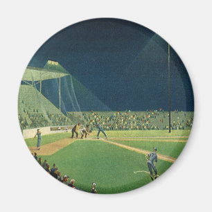 Imán Deportes vintage, juego de béisbol de noche