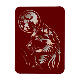 Imán Der träumende junge Wolf Premium Flexi Magnet