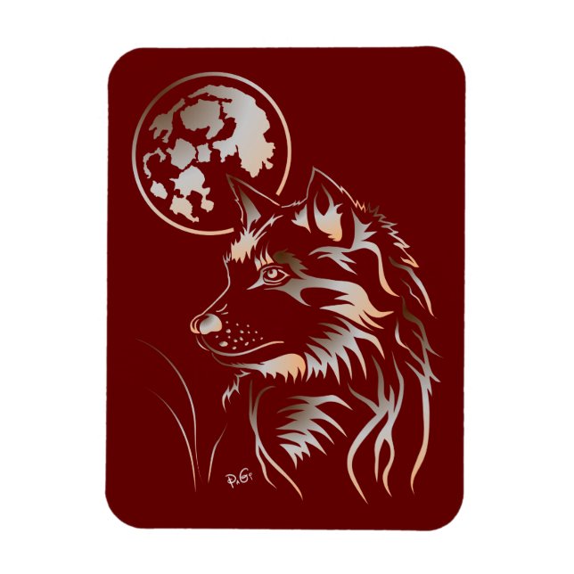 Imán Der träumende junge Wolf Premium Flexi Magnet (Vertical)