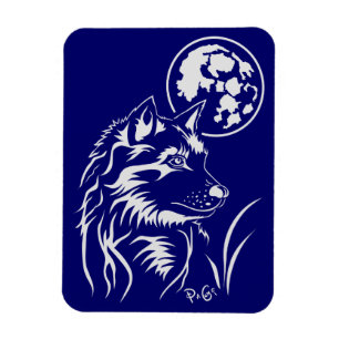 Imán Der träumende junge Wolf Premium Flexi Magnet