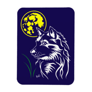 Imán Der träumende junge Wolf Premium Flexi Magnet