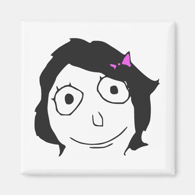 Imán Derpina Black Hair Brunette Rage Face Meme (Frente)