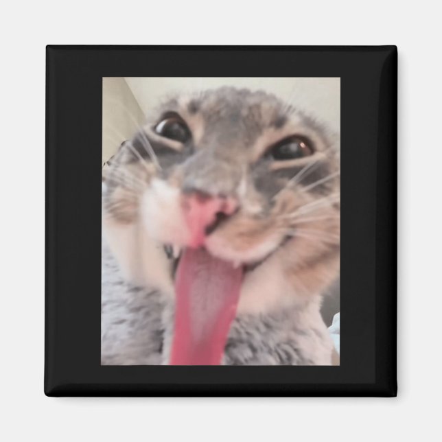 Imán Derpy Cat Tongue Out Meme Funny Weirdcore me da (Frente)
