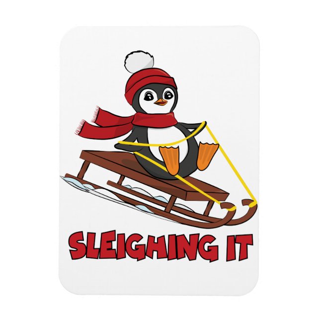 Imán Derramamiento: invierno pingüino suave con nieve (Vertical)