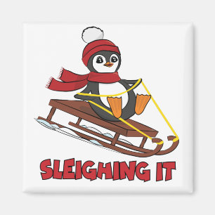 Imán Derramamiento: invierno pingüino suave con nieve