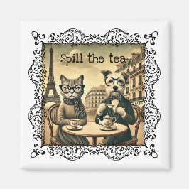 Imán Derrame el té gato y perro
