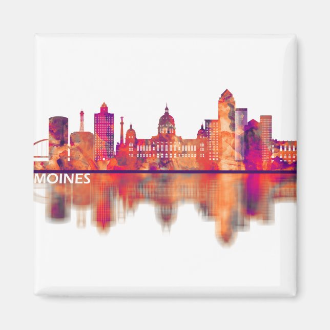 Imán Des Moines Iowa Skyline (Frente)