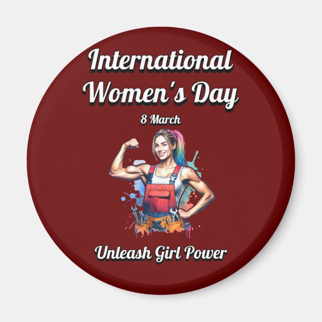 Imán Desate poder Chica. Día Internacional de la Mujer. (Frente)
