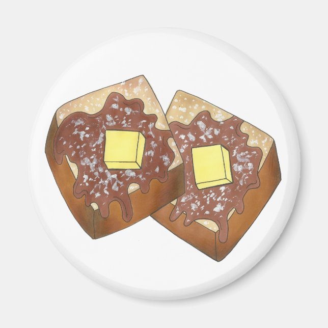 Imán Desayuno francés con mantequilla y jarabe (Frente)