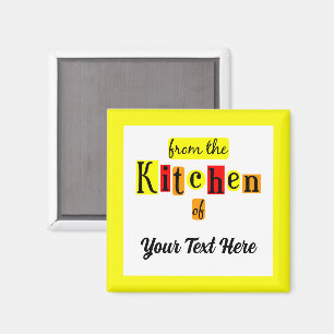 Imán Desde la Cocina de Borde Amarillo Personalizado Re