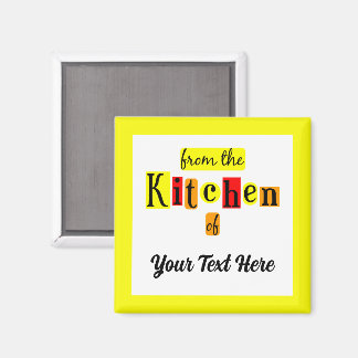 Imán Desde la Cocina de Borde Amarillo Personalizado Re