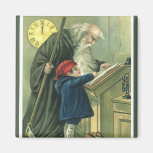 Imán Deseándole un Feliz Año Nuevo, Padre Tiempo Vintag