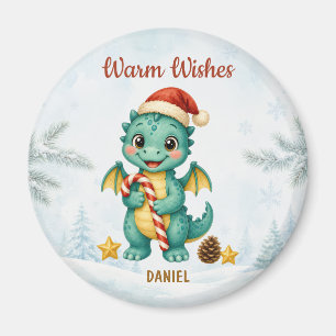 Imán Deseos Cálidos Dragón de Navidad Personalizado Tea