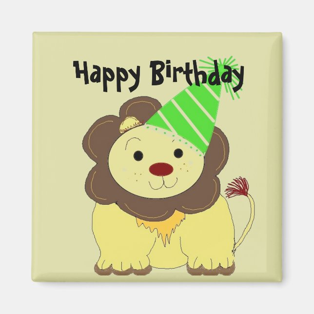 Imán Deseos de cumpleaños de león adorable (Frente)