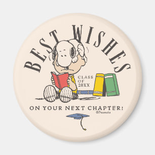Imán Deseos de graduación de Peanuts Snoopy leyendo