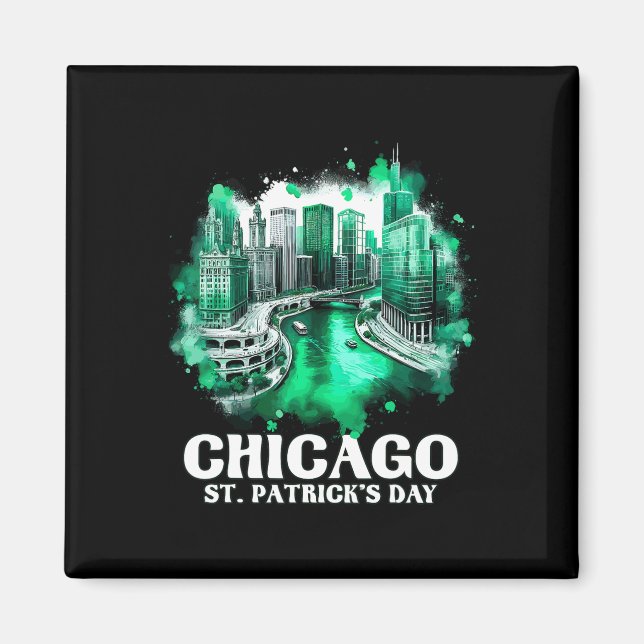 Imán Desfile del Día de Chicago en St. Patrick (Frente)