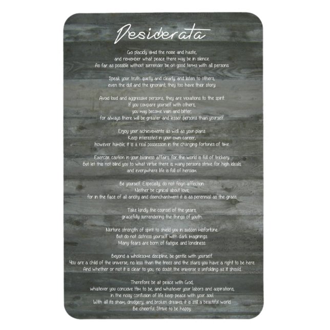 Imán Desiderata "Cosas deseadas" en pared de concreto (Vertical)