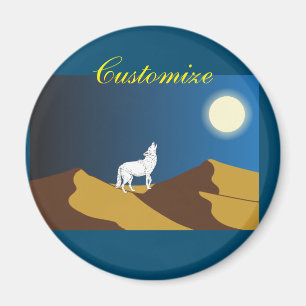 Imán Desierto Coyote Howling Full Moon Thunder_Cove