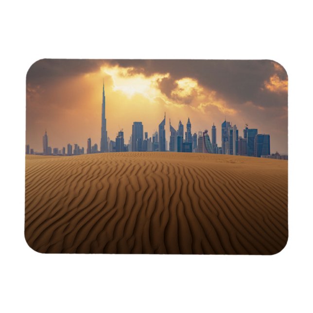 Imán Desiertos | Vista en Skyline de Dubai desde la dun (Horizontal)