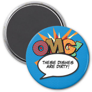 Imán Deslavavajillas OMG Dirty Dishes Fun Retro Comic B
