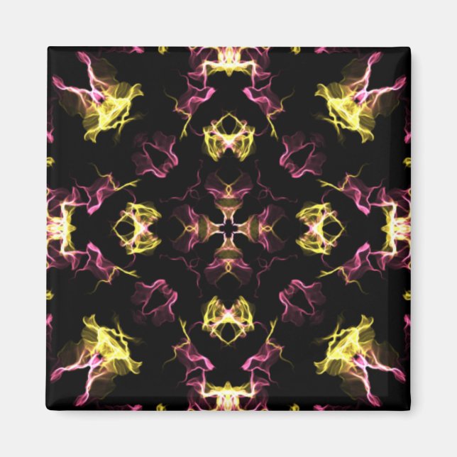Imán Deslumbrante Mandala rosa y Amarillo (Frente)