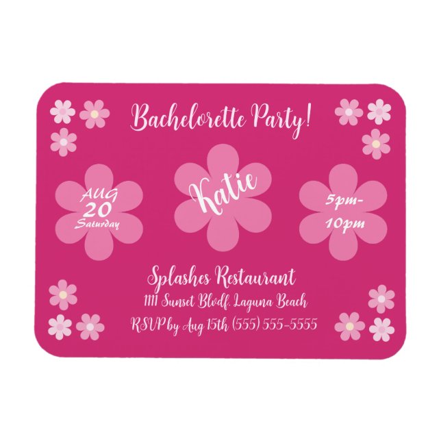 Imán Despedida de Soltera- Glam Flor Rosa- (Horizontal)