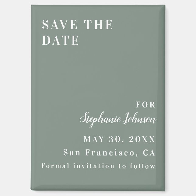 Imán Despedida de Soltera Minimalista en Verde Salvia y (Anverso)