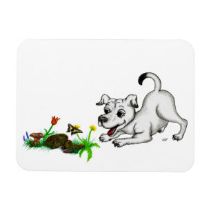Imán Despierto de primavera, cachorro con mariposa