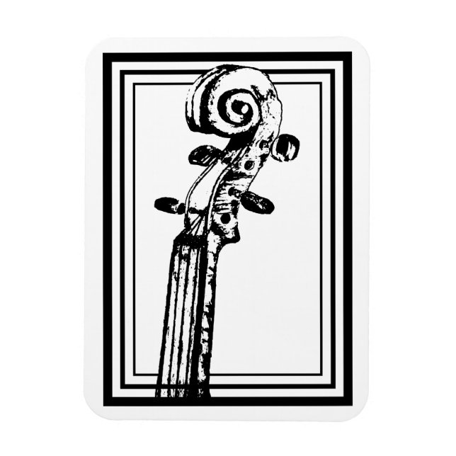 Imán Desplazamiento de violín blanco y negro con líneas (Vertical)