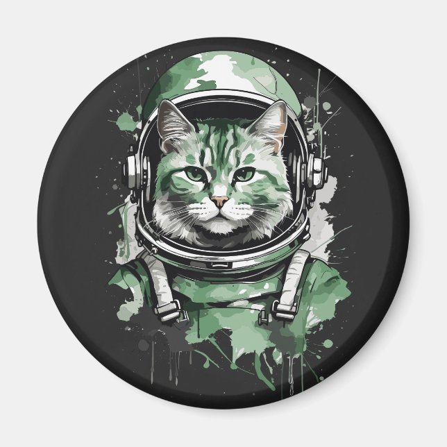 Imán Desplome de gato de astronauta verde (Frente)