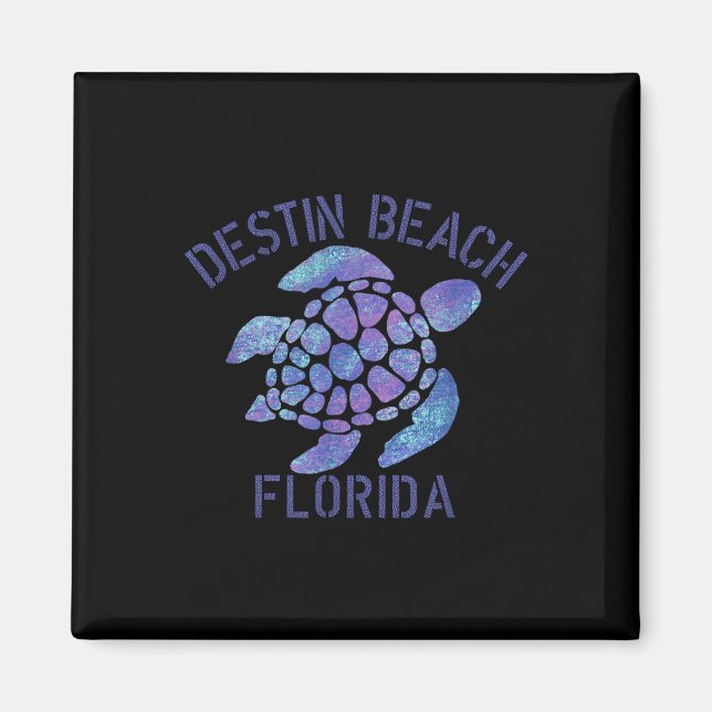 Imán Destin Beach, Fl Beach Design _ Regalo de tortuga  (Frente)