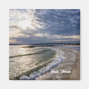 Imán Destin Florida Noche Waves Square Magnet