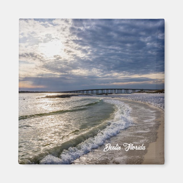 Imán Destin Florida Noche Waves Square Magnet (Frente)