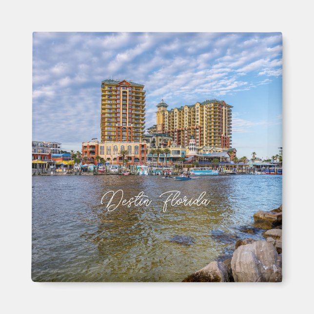 Imán Destin Harbour Boardwalk Square Magnet (Frente)