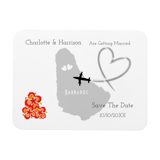 Imán Destino Boda de Barbados Guardar la fecha (Horizontal)