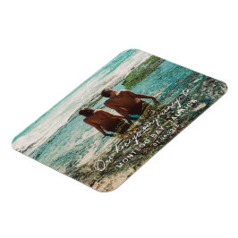 Imán Destino de script blanco de luna de miel de boda