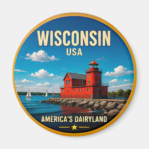 Imán Destino de viaje Wisconsin Lago Michigan 🟡