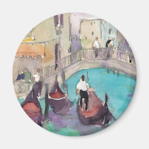 Imán Destinos Acuarela Venecia Gondola