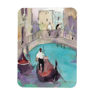 Imán Destinos Acuarela Venecia Gondola